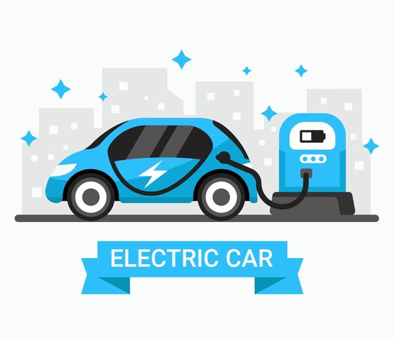 572x490 Blue Electric Car Vector