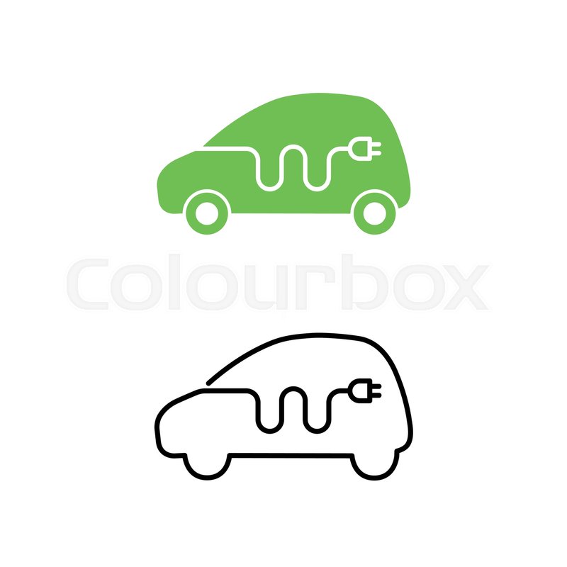 800x800 Electric Car With Electrical Charging Stock Vector Colourbox
