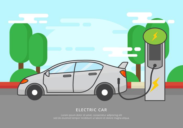 700x490 Free Electric Car Charging Vector Illustration