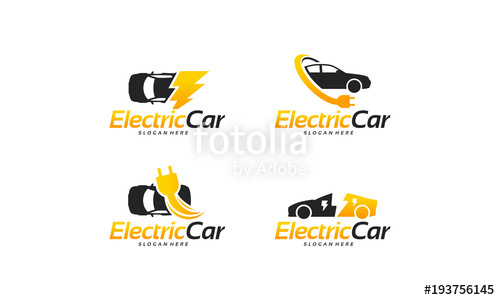 500x300 Set Of Electric Car Logo Designs Concept Vector, Car Technology