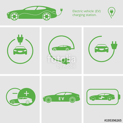 500x500 Vector Icons Pin Point Electric Vehicle Charging Station Isolated