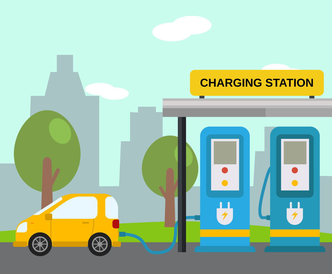 1136x936 Charging Electric Car Vector Art Graphics
