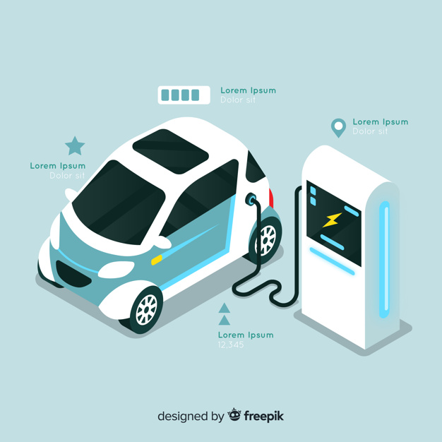 626x626 Isometric Electric Car Vector Free Download