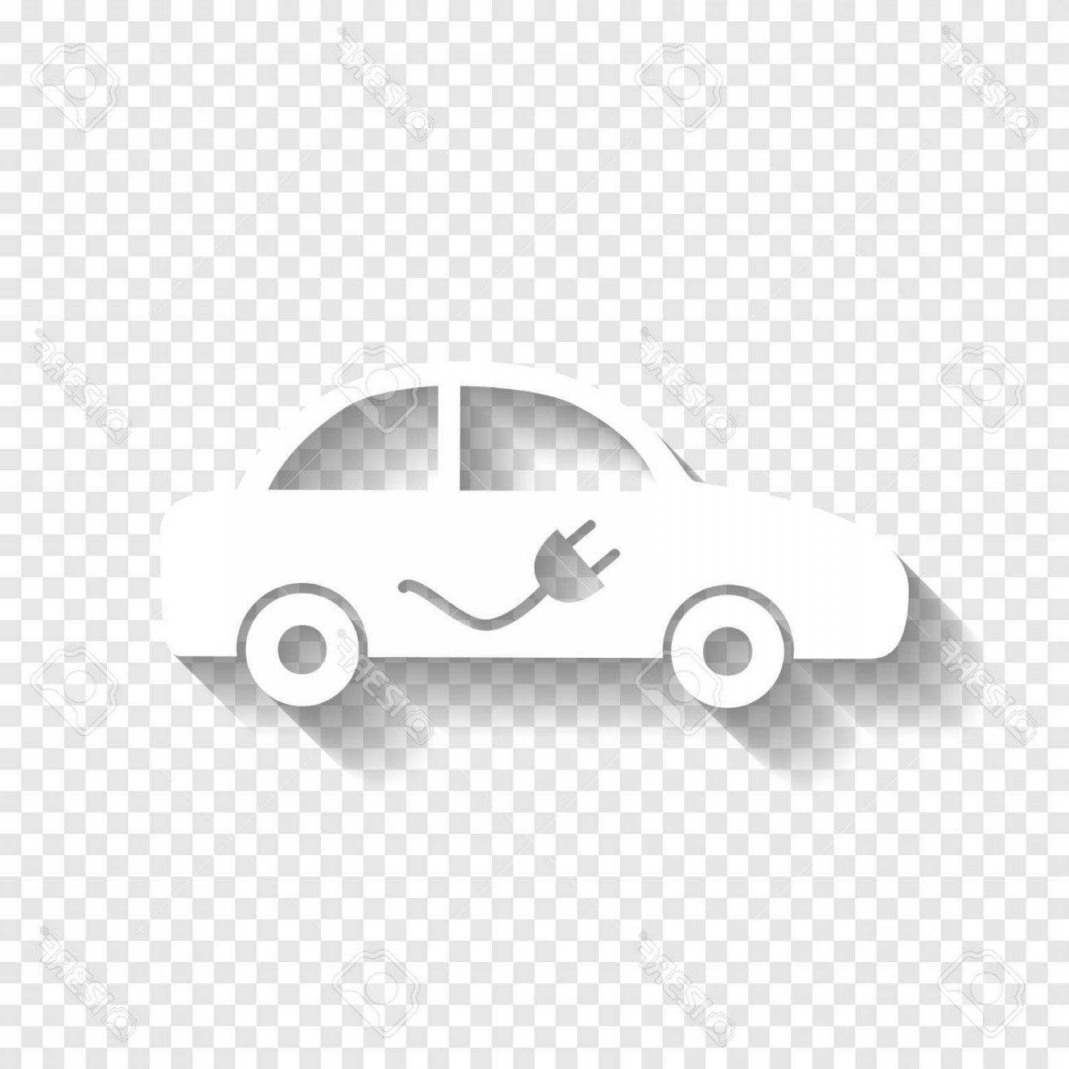 1560x1560 Photostock Vector Electric Car Sign Vector White Icon With Soft