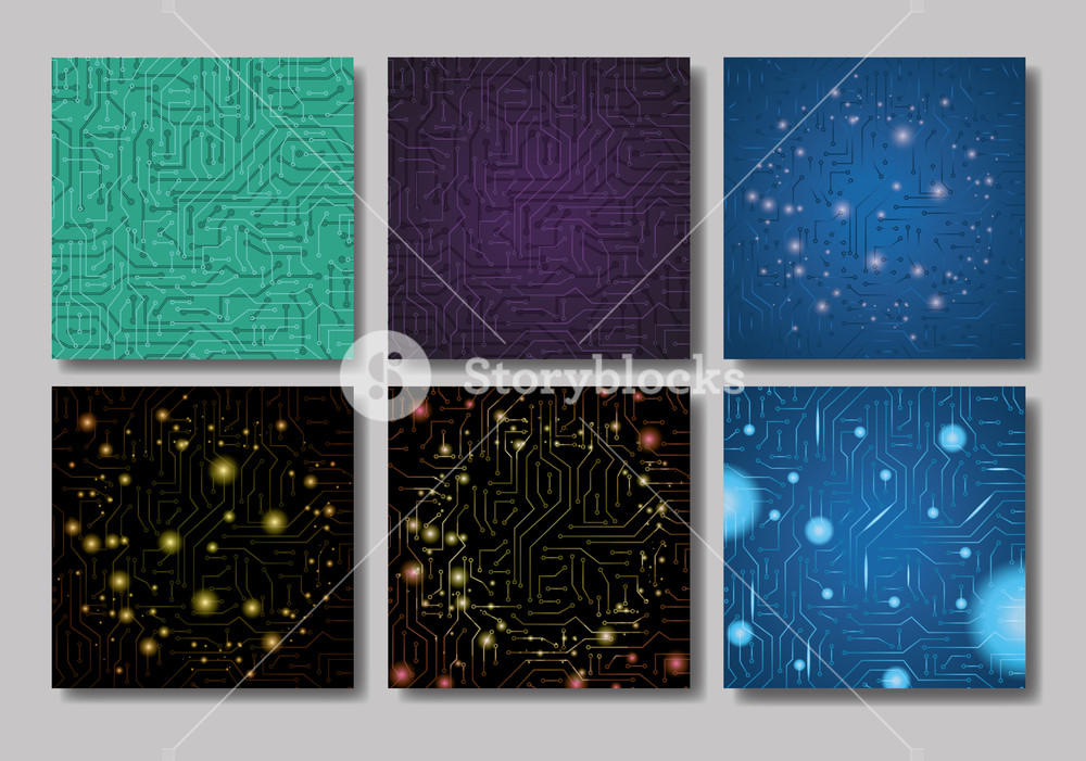 Set Patterns With Electric Circuit Vector Illustration Design 1000x701 Set Patterns With Electric Circuit Vector Illustration Design