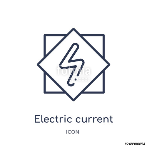 500x500 Electric Current Icon From Signs Outline Collection Thin Line