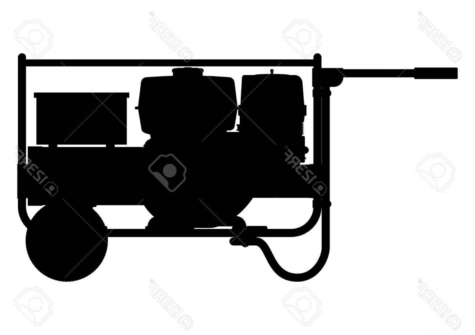 1560x1102 Photostock Vector Portable Electric Generator Side View Flat