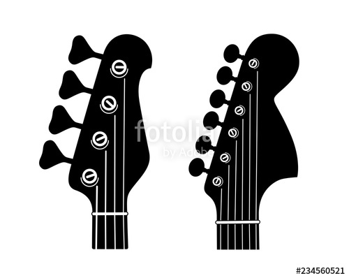500x398 Electric And Bass Guitar Headstock Silhouettes Isolated On White