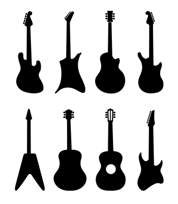 350x400 Guitar Silhouette On Curated Vector Illustrations, Stock Royalty