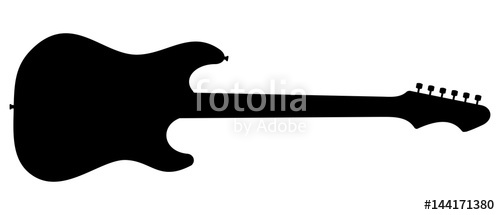 500x215 Silhouette Of Electric Guitar Isolated On White Background Stock