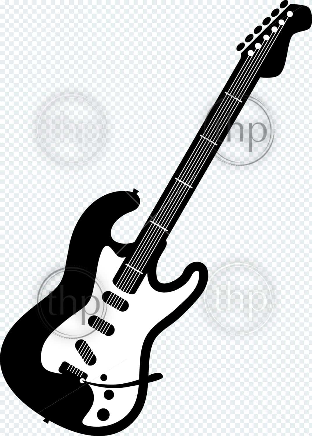 1072x1500 Electric Guitar Vector Illustration In Black And White Vector