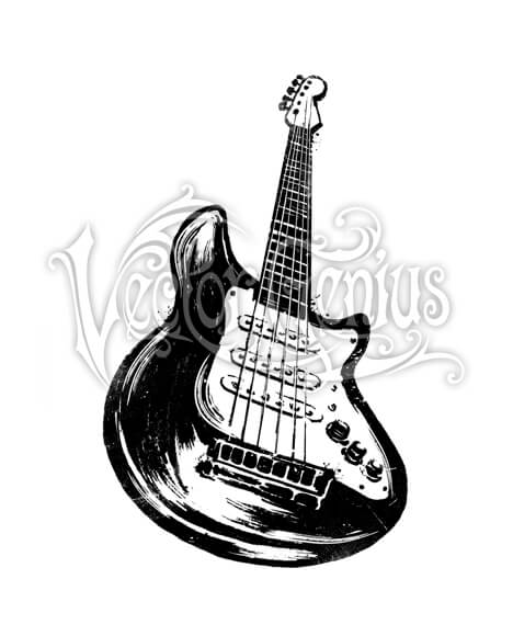 468x580 Hand Drawn Distressed Electric Guitar Clipart