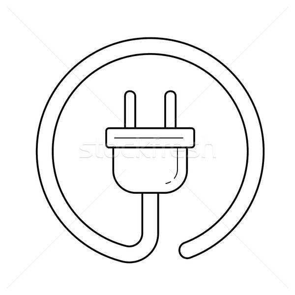 600x600 Electric Plug Vector Line Icon Vector Illustration Andrei