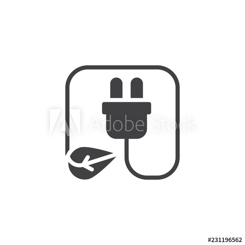 500x500 Leaf Electric Plug Vector Icon Filled Flat Sign For Mobile