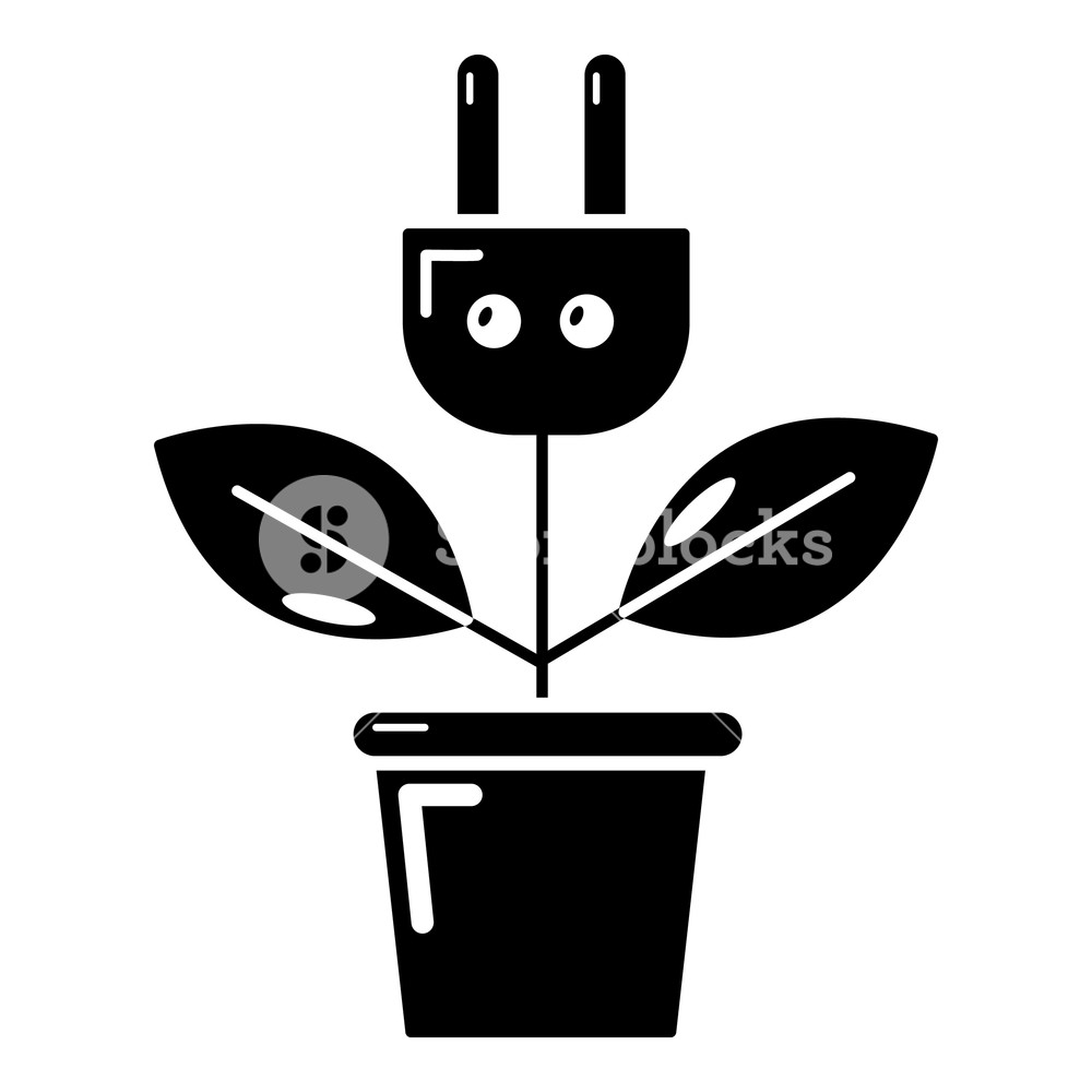 1000x1000 Plant In Pot And Electric Plug Icon Simple Illustration Of Plant