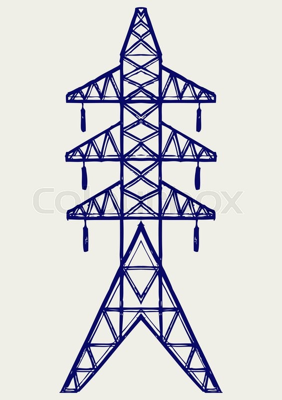 565x800 Electric Pole Doodle Style Vector Stock Vector Colourbox