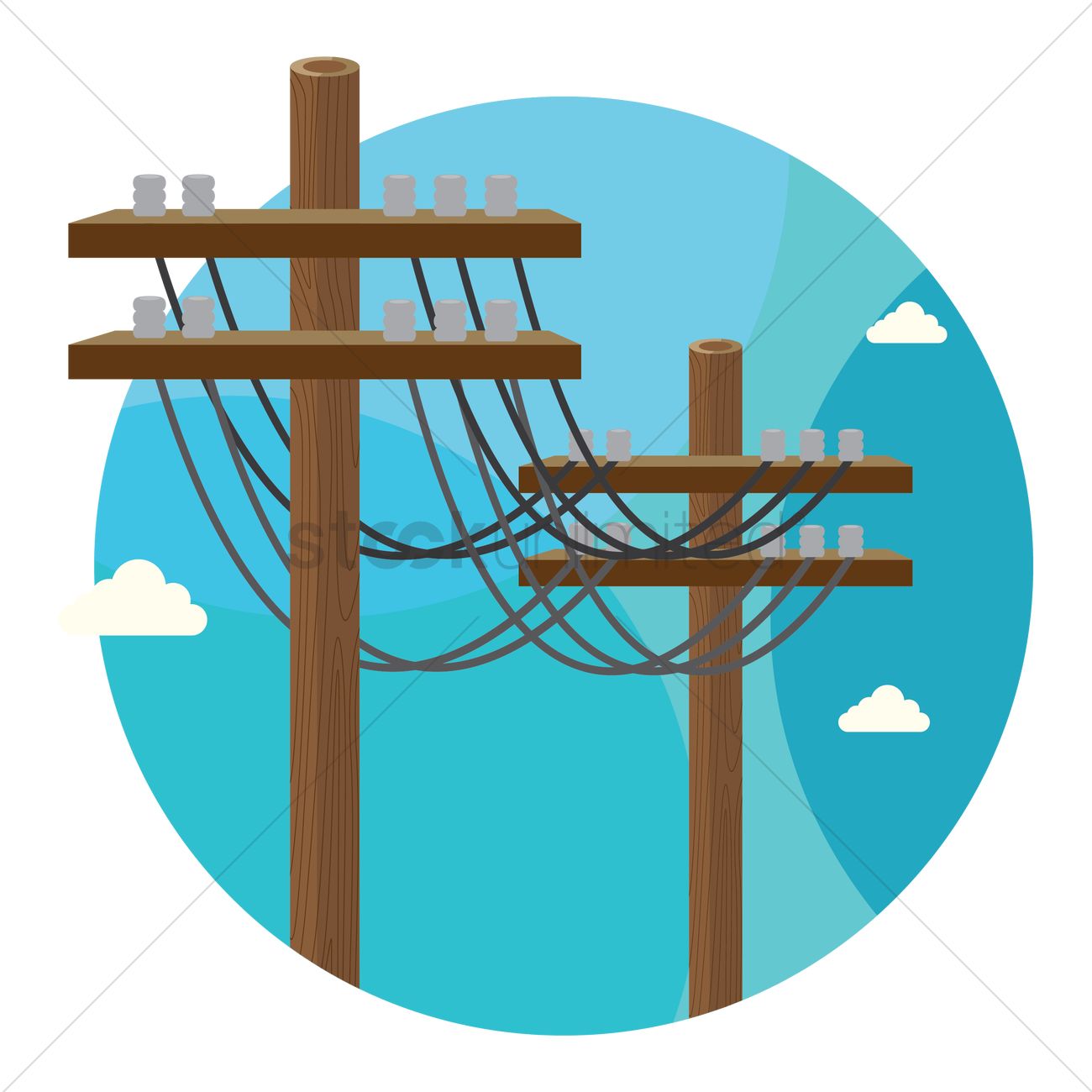1300x1300 Electric Poles Vector Image