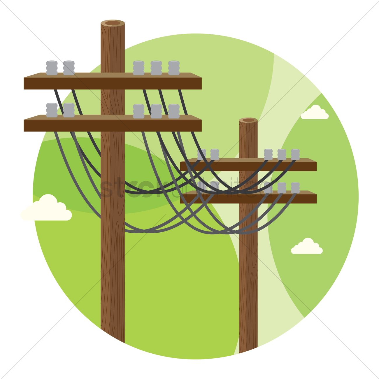 1300x1300 Electric Poles Vector Image