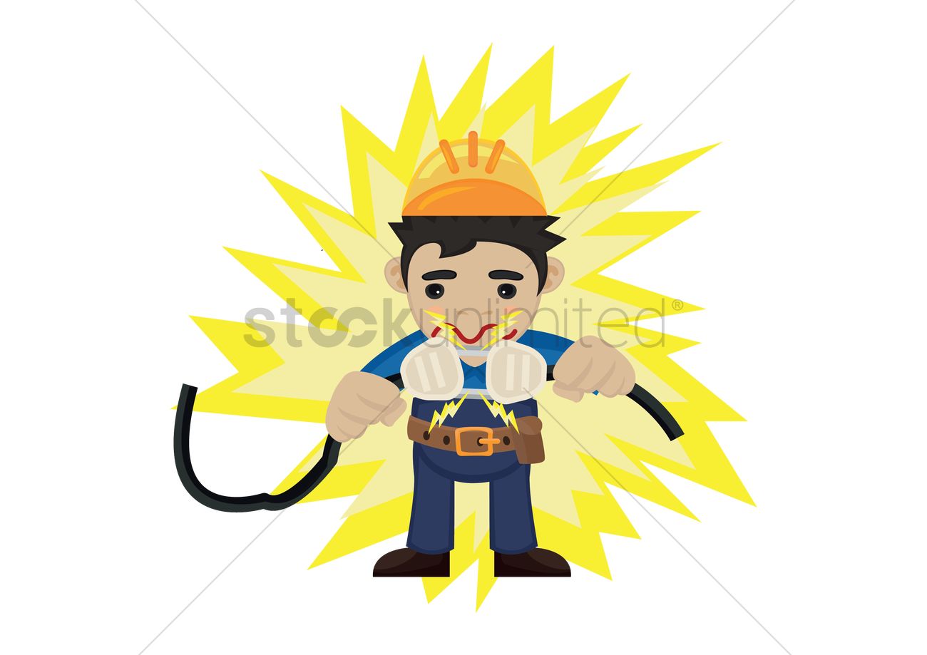 1300x919 Construction Worker Gets Electric Shock Vector Image