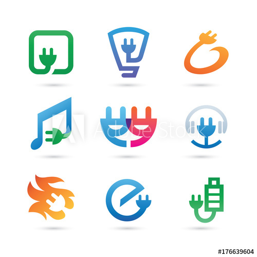 500x500 Set Of Electrical Logo Vector