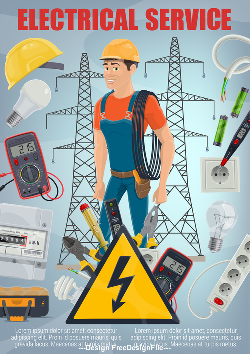 500x707 Cartoon Electrician Vector Free Download