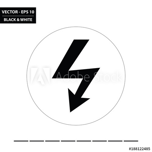 500x500 Electricity Symbol Black And White Flat Icon Vector Illustration