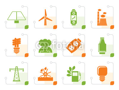400x305 Stylized Power, Energy And Electricity Icons Vector Icon Set Wind