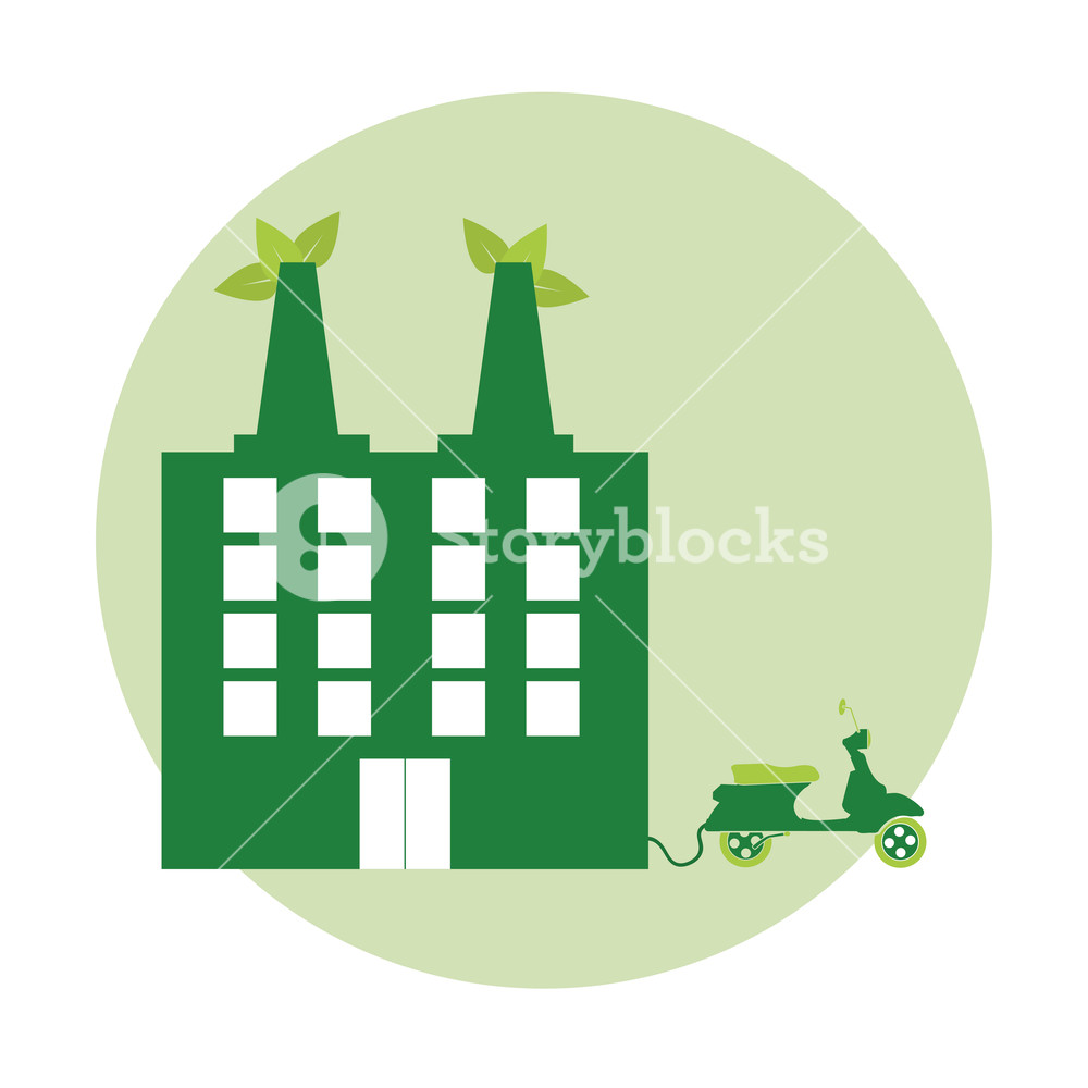 1000x1000 Green Building And Electricity Vector Illustration Graphic Design