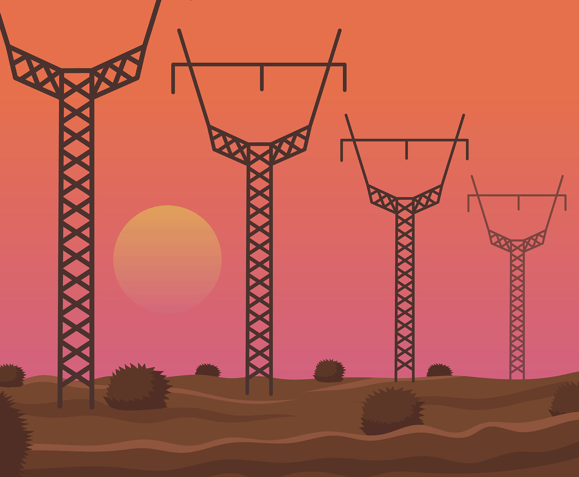 1136x936 Desert Power Electricity Pylon Vector Vector Art Graphics