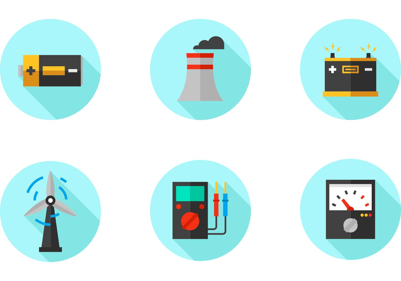 1400x980 Electric Factory Flat Vector Icons