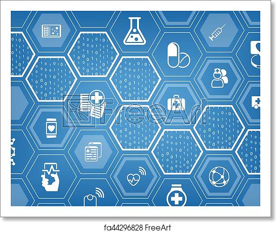 560x470 Free Art Print Of Electronic E Healthcare Blue Vector Background