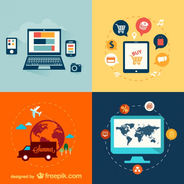 626x626 Flat Electronic Devices And Travel Set Free Vector