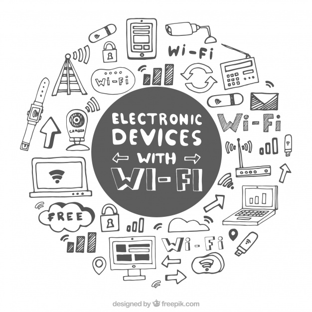 626x626 Hand Drawn Background With Electronic Devices Vector Free Download