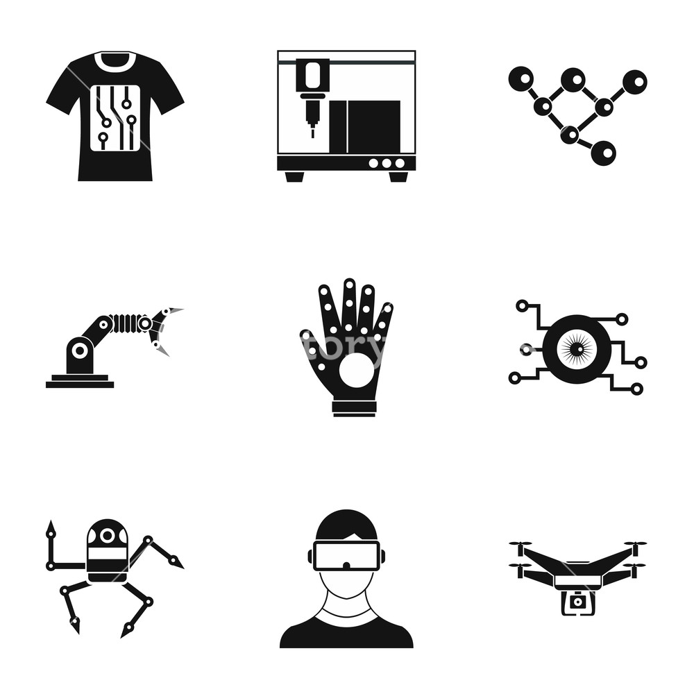 1000x1000 Latest Electronic Devices Icons Set Simple Illustration