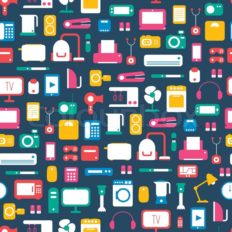 800x800 Seamless Pattern Of Electronic Devices Stock Vector Colourbox