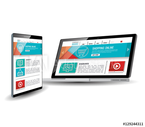500x437 Website Template In Electronic Devices Vector Illustration Design