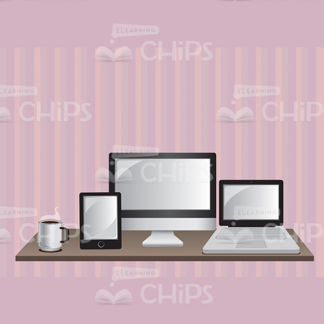 650x650 Workplace With Electronic Devices Vector Image