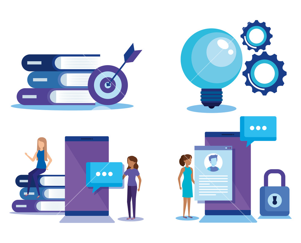 1000x810 Mini People With Electronic Devices Vector Illustration Design