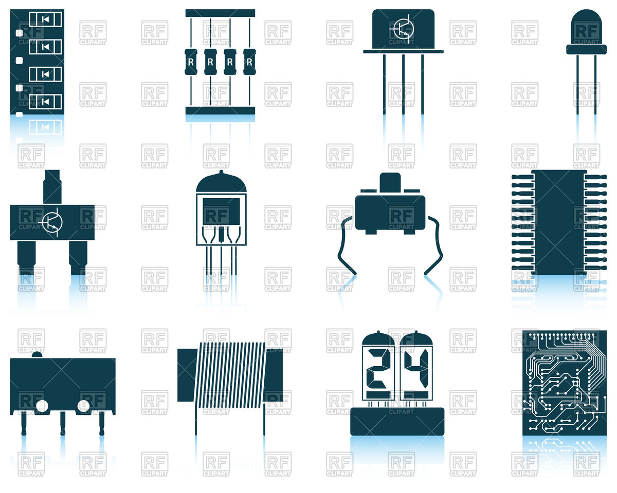 Set Of Twelve Electronic Components Icons Vector Image Of Icons 1200x960 Set Of Twelve Electronic Components Icons Vector Image Of Icons