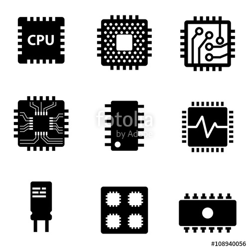 Vector Black Cpu Microprocessor And Chips Icons Set Electronic 500x500 Vector Black Cpu Microprocessor And Chips Icons Set Electronic