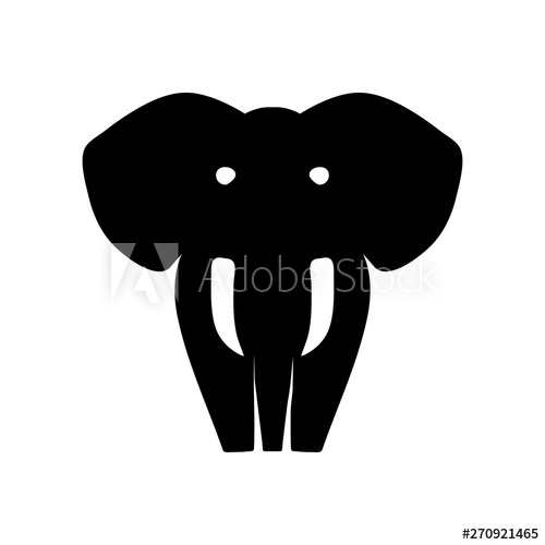 500x500 Icono Plano Silueta Elefante En Color Negro