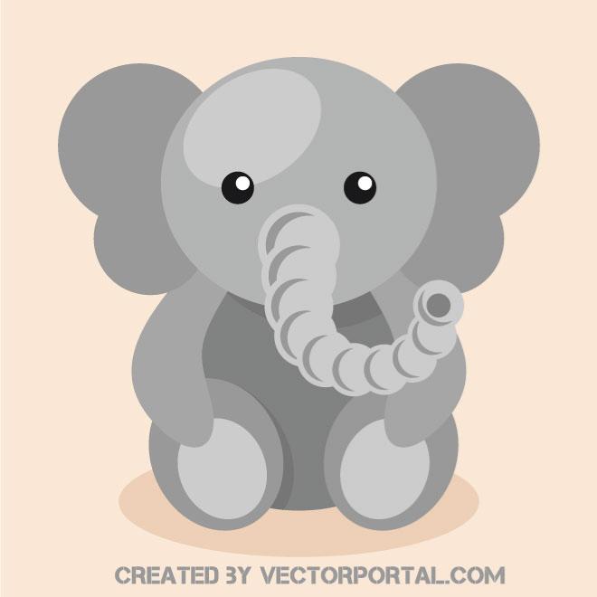 660x660 Lindo Elefante Vector Clipart