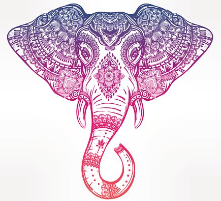 435x395 Tribal Vector Elephant With Ornaments Premium Clipart