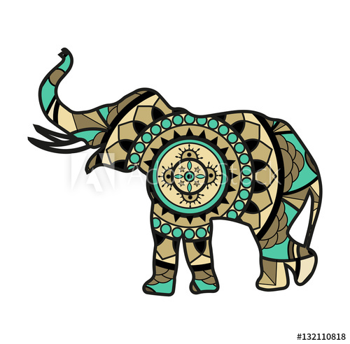 500x492 Vector Illustration Of An Elephant Mandala, Elefante Mandala