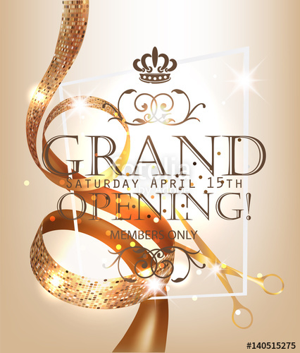 Grand Opening Elegant Banner With Gold Textured Curly Ribbon 426x500 Grand Opening Elegant Banner With Gold Textured Curly Ribbon