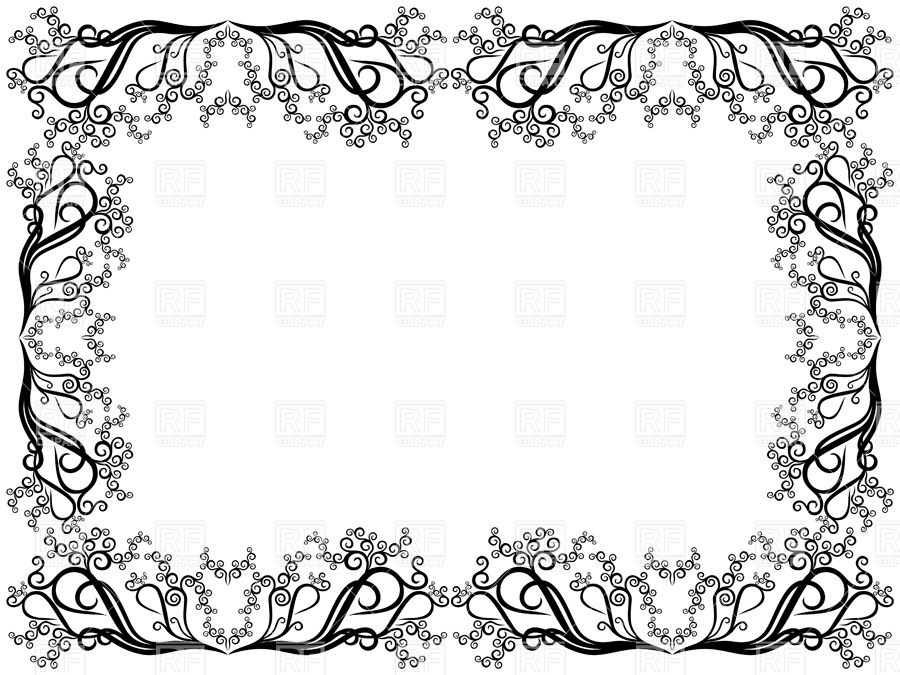 900x675 Elegant Frame Made Of Curly Floral Elements Vector Image