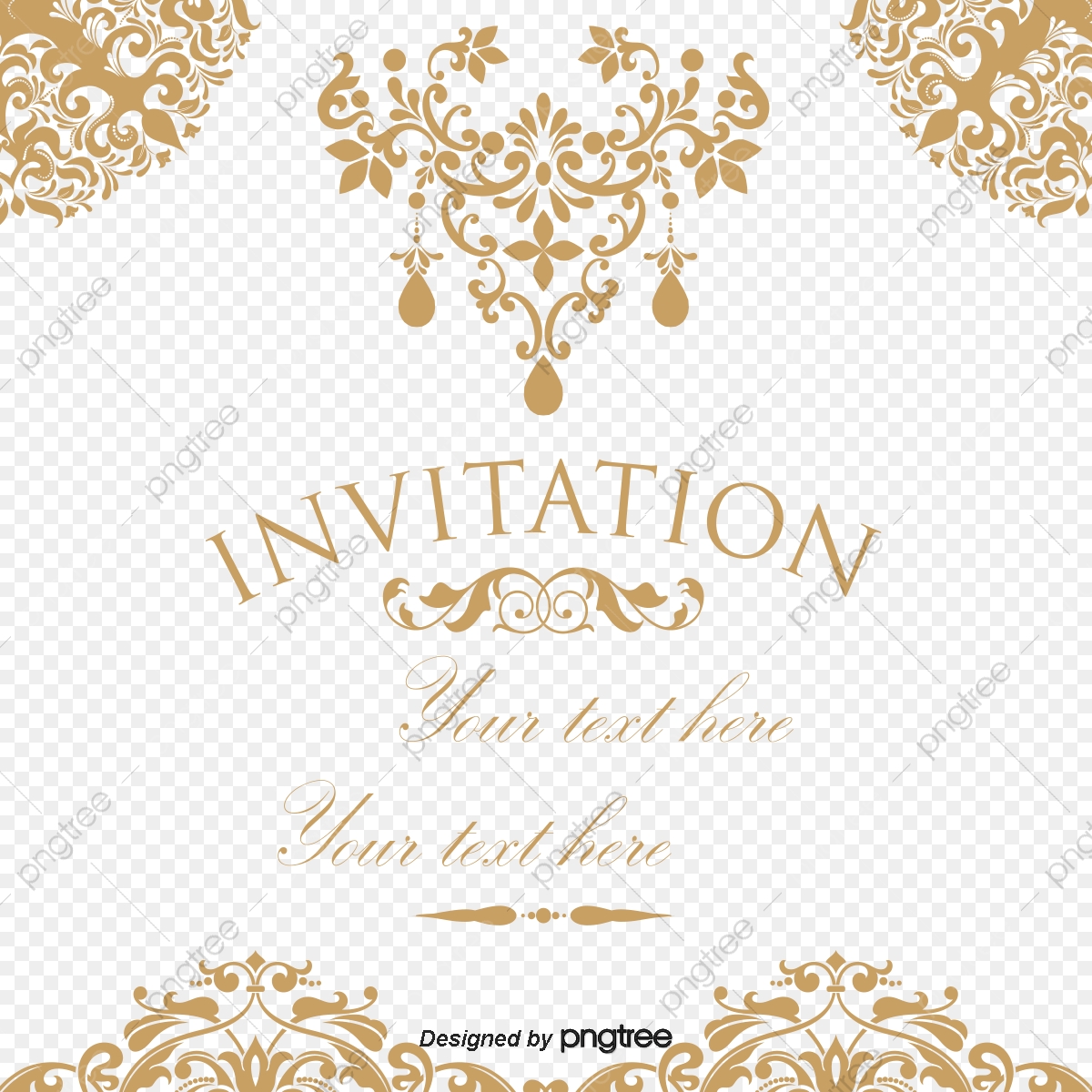 1200x1200 Elegant Retro Pattern Invitation, Vector Material, Invitation
