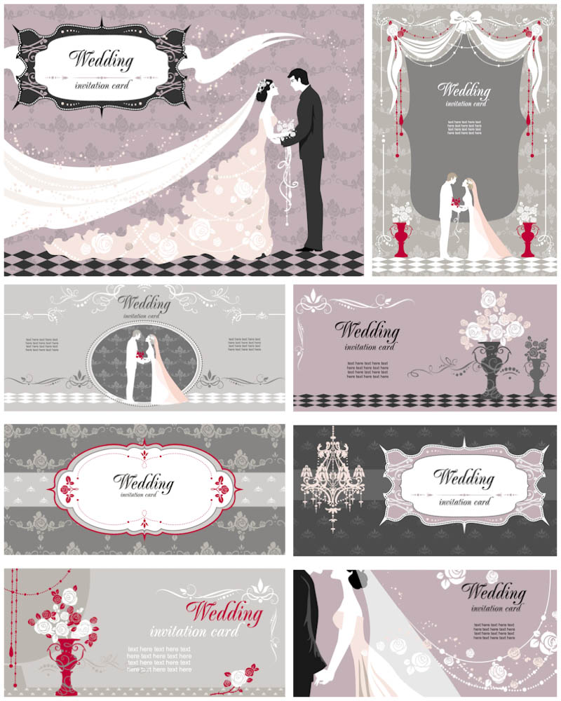 800x1000 Elegant Decorative Wedding Invitation Cards Vector Vector