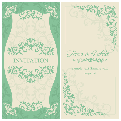 500x500 Elegant Floral Decorative Wedding Invitation Vector Cards