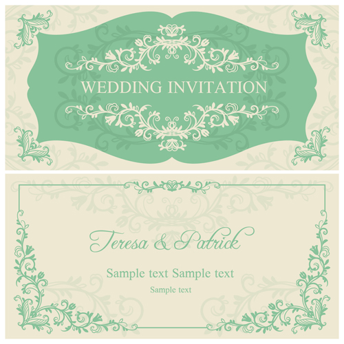 500x500 Elegant Floral Decorative Wedding Invitation Vector Cards Free